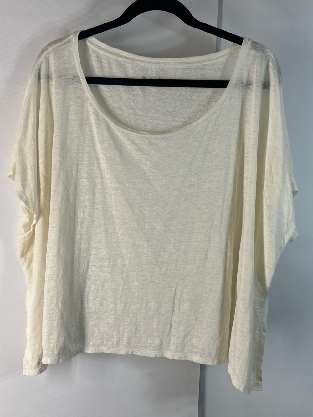 Eileen Fisher Cream Scoop Neck Short Sleeve Tee